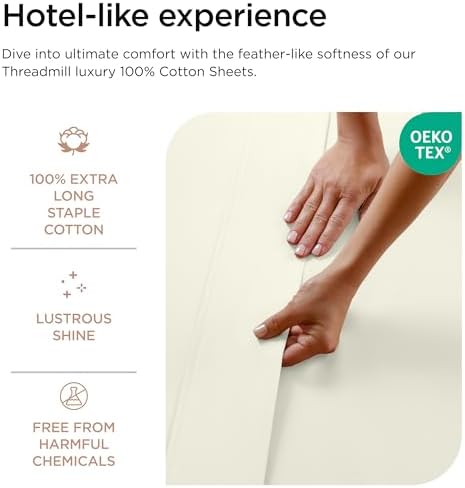 Threadmill 600 Thread Count Cotton King Sheet Set, Sateen, Ivory