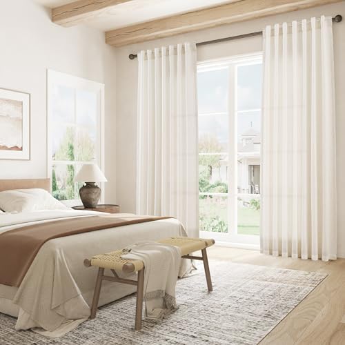 Joywell Linen Curtains 72 Inches Long for Living Room Beige Cream