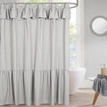DOSLY Ides Ruffled Farmhouse Shower Curtain, Light Grey Fabric