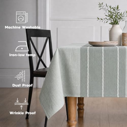 Horaldaily Grey Rustic Burlap Tablecloth 60×60 Inch Square
