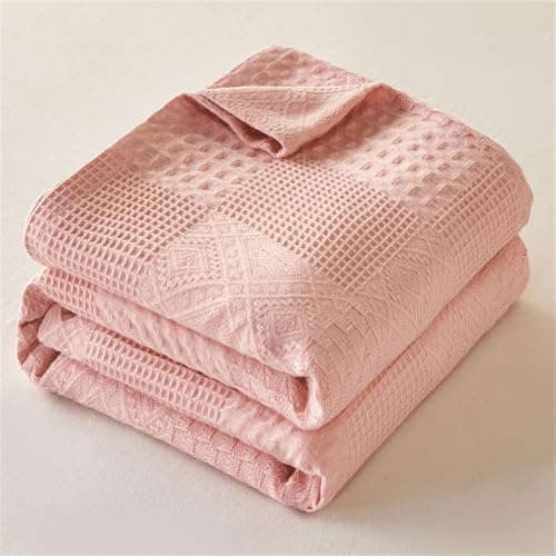 Cotton All-Season Lightweight Waffle Weave Knit Throw Blanket, Soft