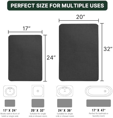 H.VERSAILTEX Bath Mat Set of 2 for Bathroom, Ultra Thin Chenille