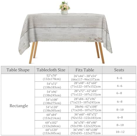 Wood Grain Linen Tablecloth Vintage Grey Natural Wooden Board Modern