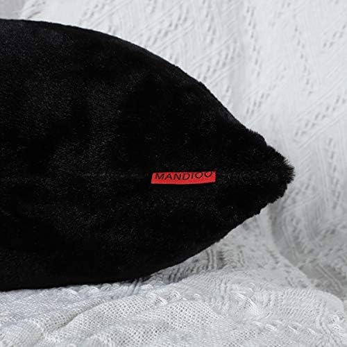 MANDIOO Pack of 2 Black Faux Fur Fuzzy Cozy Soft Decorative Throw