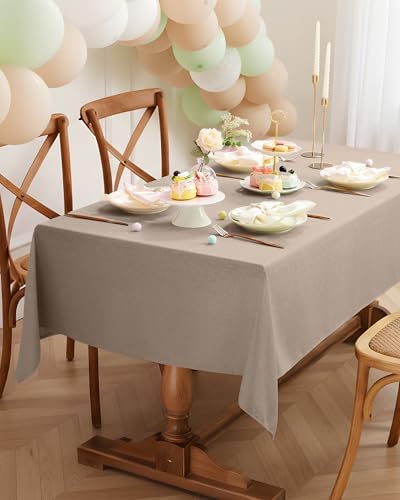Pureegg Table Cloth for Rectangle Tables - Elegant Linen Mocha