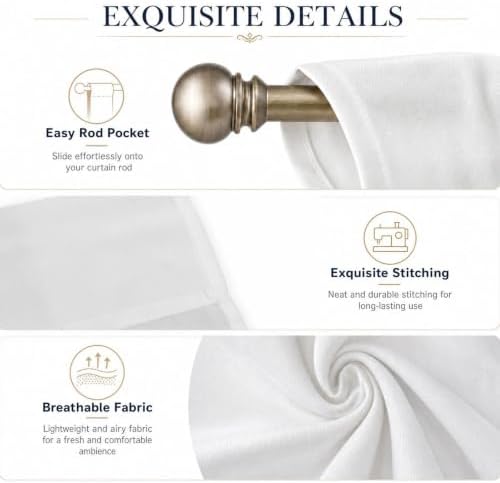 Light Filtering Rod Pocket Curtains 52x84 Inch 2 Panels For Living