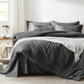 Full Size Comforter Sets 7 Piece, Dark Grey Bed in a Bag Full Bedding