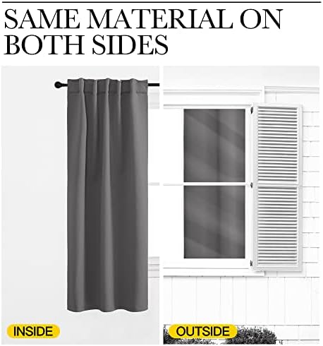 NICETOWN Bedroom Blackout Curtain Panels - (Grey Color) 52 x 120 inch