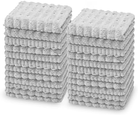 kimteny Microfiber Dish Cloths for Washing Dishes 24 Pack, Light Grey