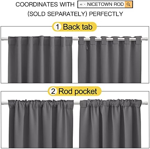 NICETOWN Bedroom Blackout Curtain Panels - (Grey Color) 52 x 120 inch