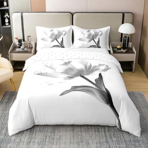 jejeloiu Floral Duvet Cover 100% Cotton Flowers Bedding Set for Kids