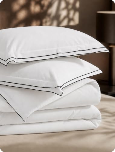 Bedsure PureWoven 100% Cotton Percale Duvet Cover Queen, Leaf Edge