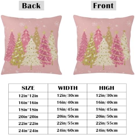 Pink Christmas Tree Pillow Covers 20x20 Set of 2 Xmas Pillow Cases