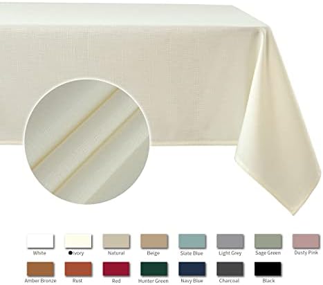maxmill Rectangle Slubby Textured Tablecloth Waterproof Spillproof