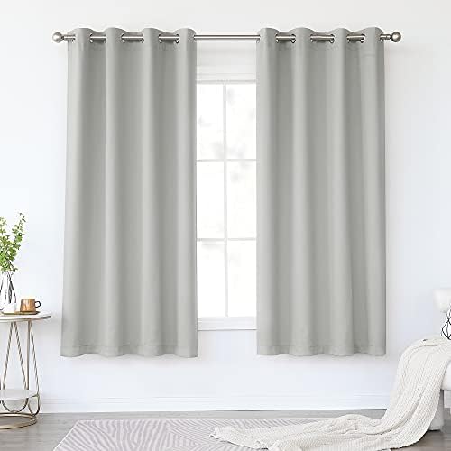 KEQIAOSUOCAI Light Gray Blackout Curtains 63 Inches Long for Living