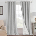 H.VERSAILTEX 100% Blackout Linen Curtains 120" L 2 Panels Glacier Gray