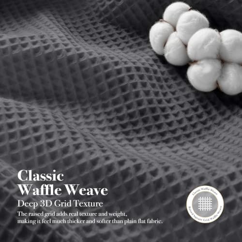 Dynamene Stall Waffle Shower Curtain Cotton Fabric 36x72 Charcoal Gray