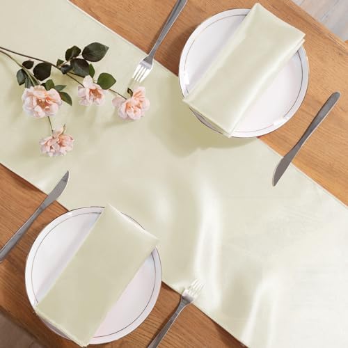 MILVOWOC Beige Satin Table Runners, 10 Pack, 12 x 108 Inch