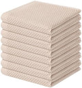 Homaxy 100% Cotton Waffle Weave Kitchen Dish Cloths 8-Pack, Beige