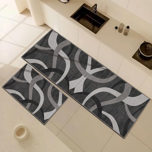 Grey Runner Rug 2x6 ft,Laundry Room Rug,Washable Bathroom Runner