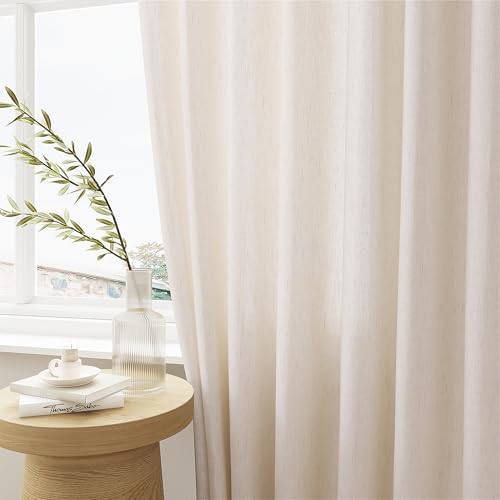 Linen Sheer Pleated Curtains 108 Inches Long 100 Inch Width Cream
