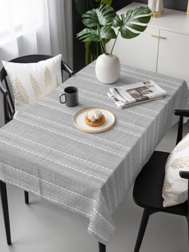 Vintage Stripe Rectangle Tablecloth 60 x 120 Inches Country Solid Gray