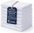 EcoLaire Washcloths Set of 60 (12x12 inches) White Premium Cotton