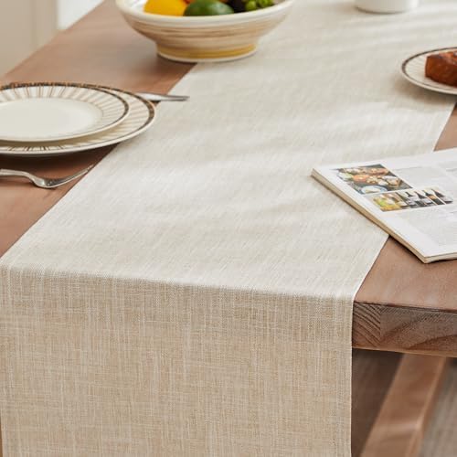 ZeeMart Rustic Cotton Linen Table Runner, 13x36 Inches Taupe