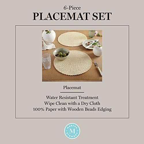 Martha Stewart Woven Water Resistant Lindos Placemat Set 6-Pack, 15"