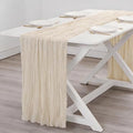 Beige Cheesecloth Table Runner 35x120 Inches Ivory Gauze Rustic Boho