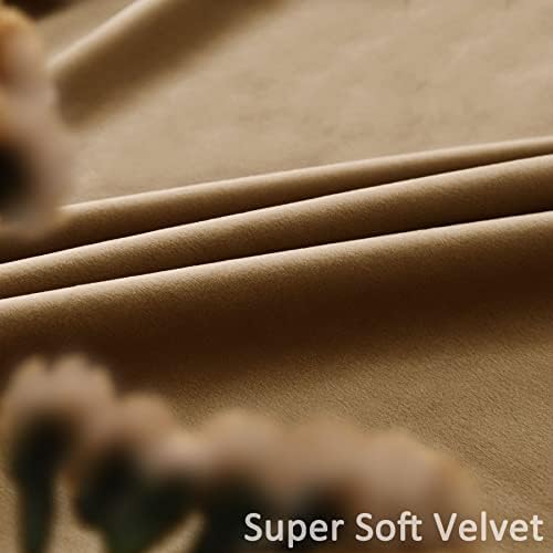 Fcosie Tobacco Brown Back Tab/Rod Pocket 2-in-1 Header Velvet Curtains