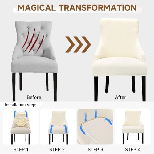 Velvet Wingback Dining Chair Cover Soft Stretch Accent Chair Cover