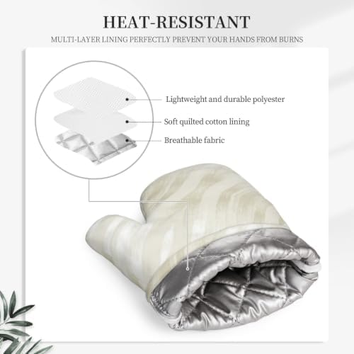Textured Noble Light Beige and White Oven Mitts 2 Pack Kitchen Heat