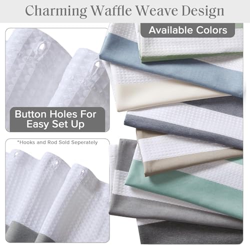 Madison Park Shower Curtain & Bath Rug Set – Grey Waffle Weave 70x70