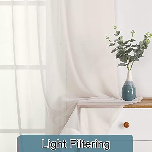 Lecloud Sheer Curtain Panels Set 96" Inches Long, Solid Voile Light