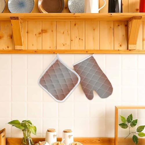 Quilted Cotton Terry Cloth Oven Mitt, Pot Holder Red Brown Grey Ombre