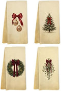 Vintage Neutral Christmas Kitchen Dish Towels, Christmas Bathroom