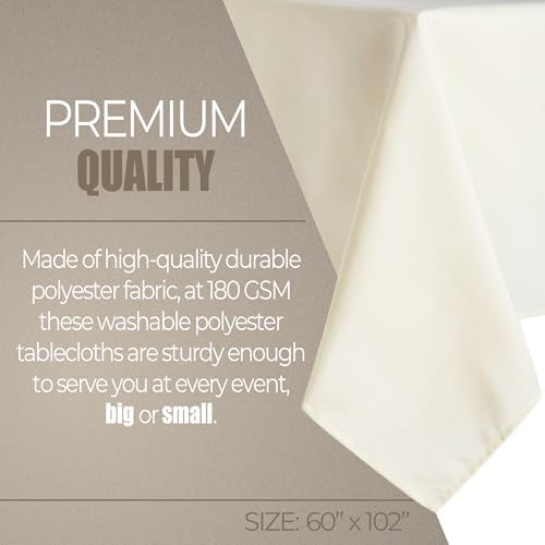 Ivory Polyester Rectangle Tablecloth - 60" x 102" (1 Piece), Elegant