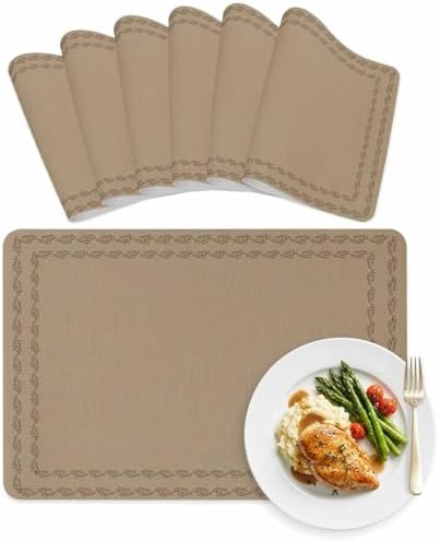 Minimalist Brown Background Leather Placemats Set of 6,12x18