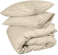 ARlinen 5 PCs Duvet Cover Set Twin Size Cream/Ivory Solid 400 Thread