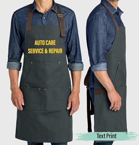 TEEAMORE Custom Workwear Apron with Pockets Logo Text Embroidered &