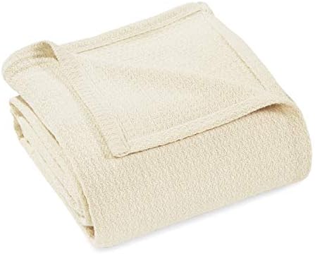 Waffle Weave Honeycomb Knit Cotton Blanket, Soft Breathable Textured