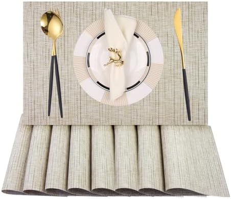 PIGCHCY Deep Beige Placemats Set of 8 Encryption Thickening Weave