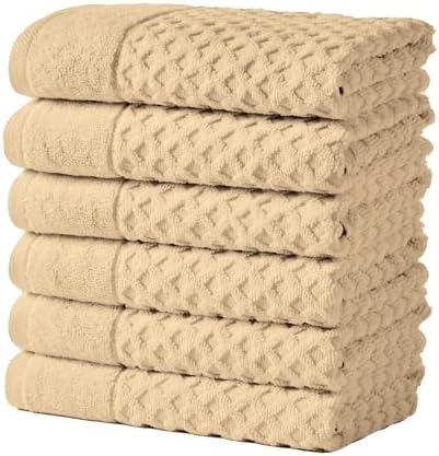 Great Bay Home Hand Towels - 100% Cotton 6 Pack 26x16 Hand Towel Set