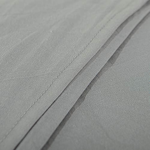 NTBAY King Ruffled Duvet Cover Set, Pieces Washed Cotton, Light Grey