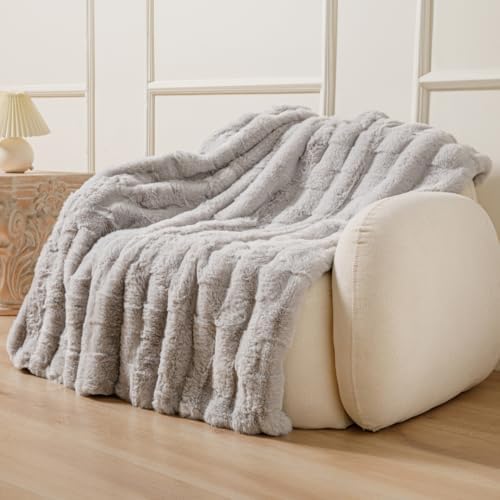 The Southampton Blanket - Faux Rabbit Fur Basketweave Throw Blanket