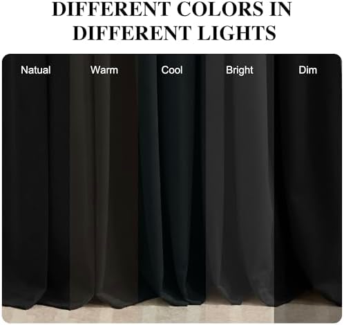 RYB HOME Black Velvet Blackout Curtains 120 inches Long for Bedroom