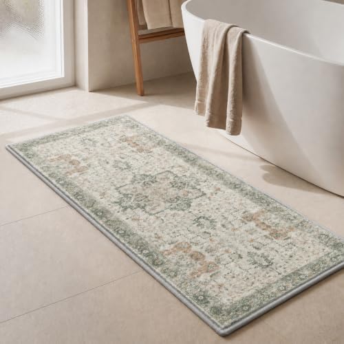 sarben Memory Foam Bathroom Runner Rug 60"x24" Non Slip Washable,Gray