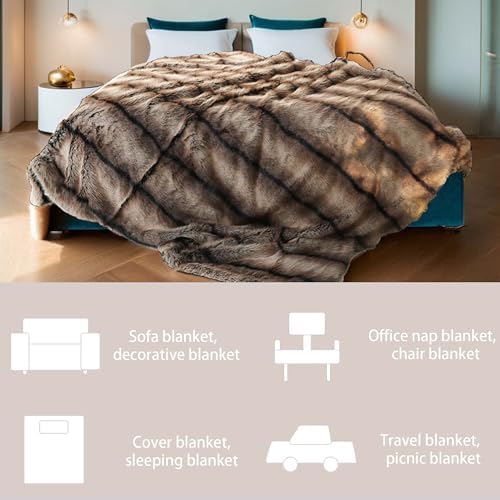 INCHGRASS Faux Mink Fur Blanket Luxury Fur Throw Blanket Sofa Fluffy