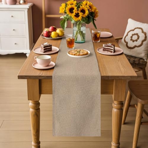 Beige Table Runner Country Vintage Farmhouse Minimalist Classic Solid